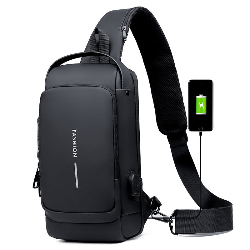 Waterproof Travel Sling Backpack with USB Charger Port