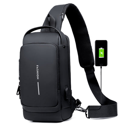 Waterproof Travel Sling Backpack with USB Charger Port
