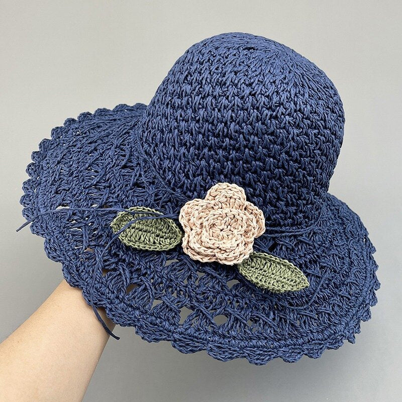 Fesara | Chic Summer Raffia Hat with Floral Trim