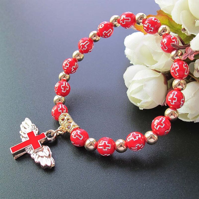 Guardian Angel Wing Cross Necklace Bracelet