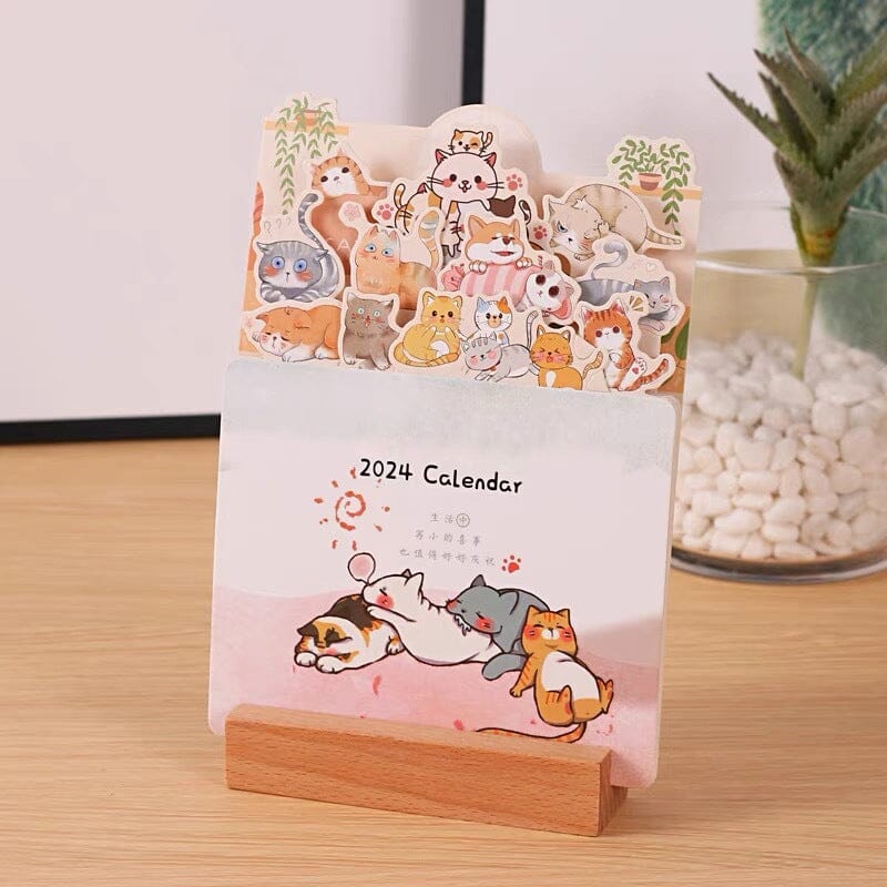 Stylish Wooden Frame 2024 Office Desk Calendar - Fesara