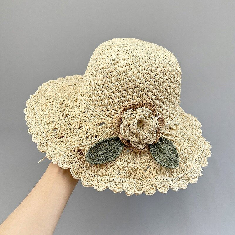 Fesara | Chic Summer Raffia Hat with Floral Trim