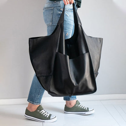 Large Leather Travel Tote Bag