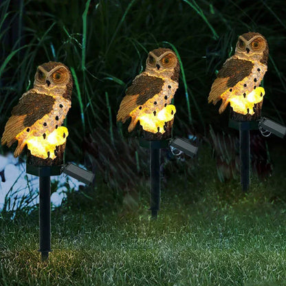 Solar Powered Owl Outdoor Garden Lamp