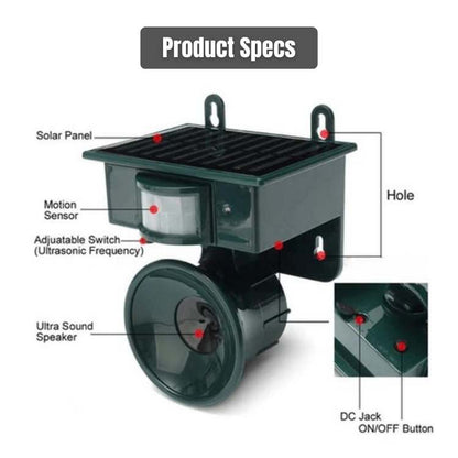Smart Ultrasonic Solar Bird Repeller - Ultrasonic Pest Repeller - Wild Eye Vision