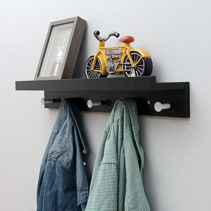 Sturdy Wooden Wall Shelf with Hooks Storage Organizer