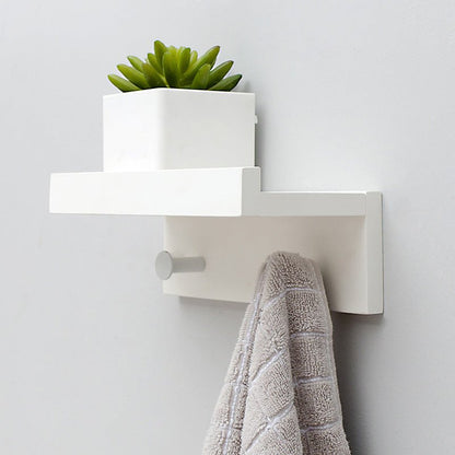 Sturdy Wooden Wall Shelf with Hooks Storage Organizer