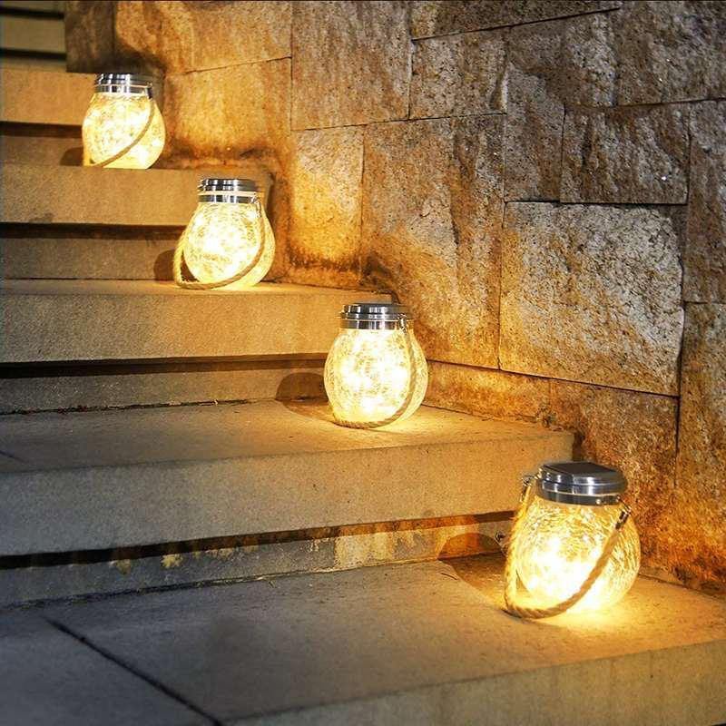 Rustic Solar Powered Jar Lamp