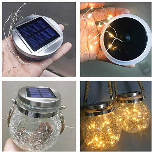 Rustic Solar Powered Jar Lamp