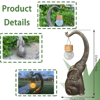 Solar - Powered Copper Elephant Lamp - Garden Light - Wild Eye Vision