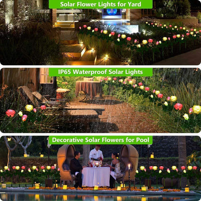 Colorful Solar Powered Rose Lights