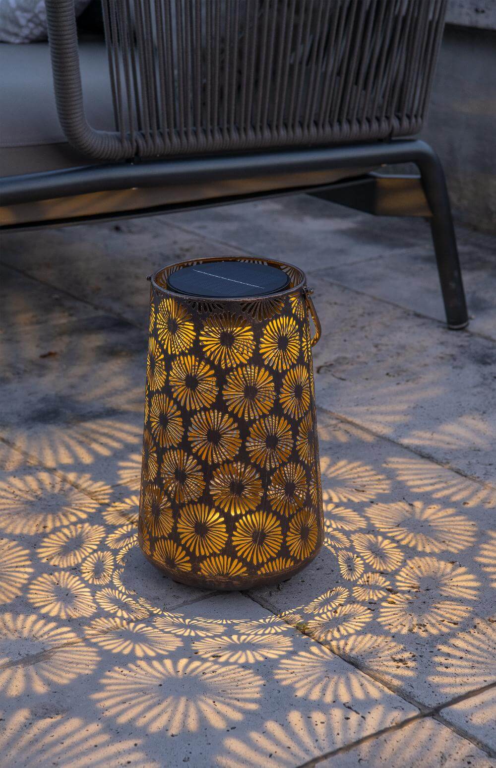 Rustic Floral Solar Garden Lantern