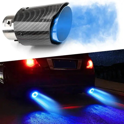 LED Car Exhaust Tip - Carbon Fiber Flame Design