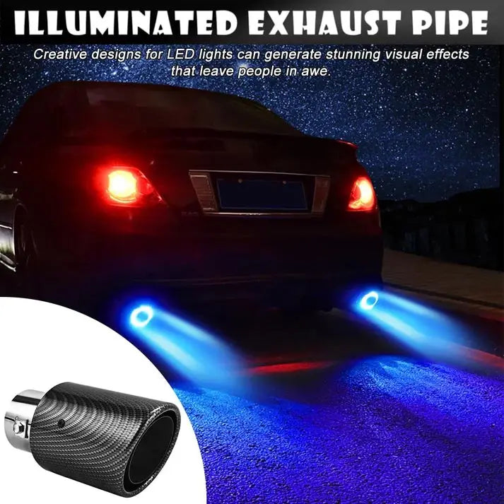 LED Car Exhaust Tip - Carbon Fiber Flame Design - Fesara
