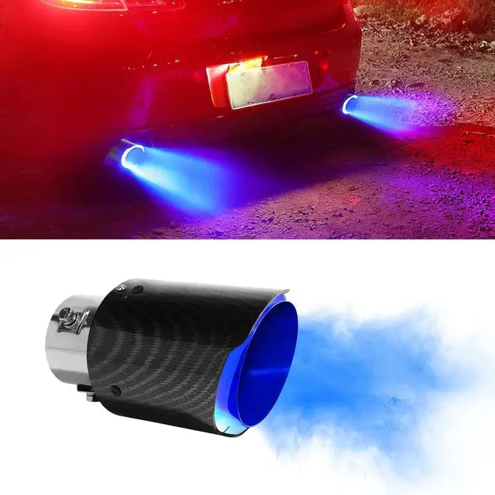 LED Car Exhaust Tip - Carbon Fiber Flame Design