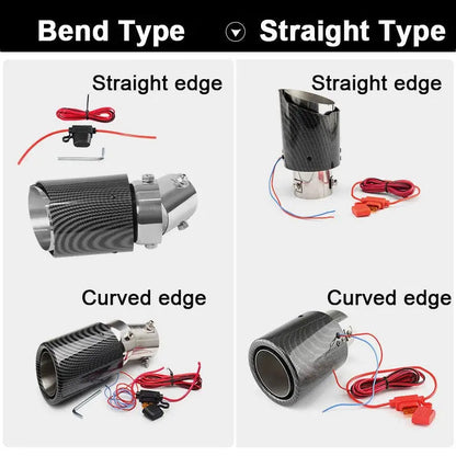 LED Car Exhaust Tip - Carbon Fiber Flame Design