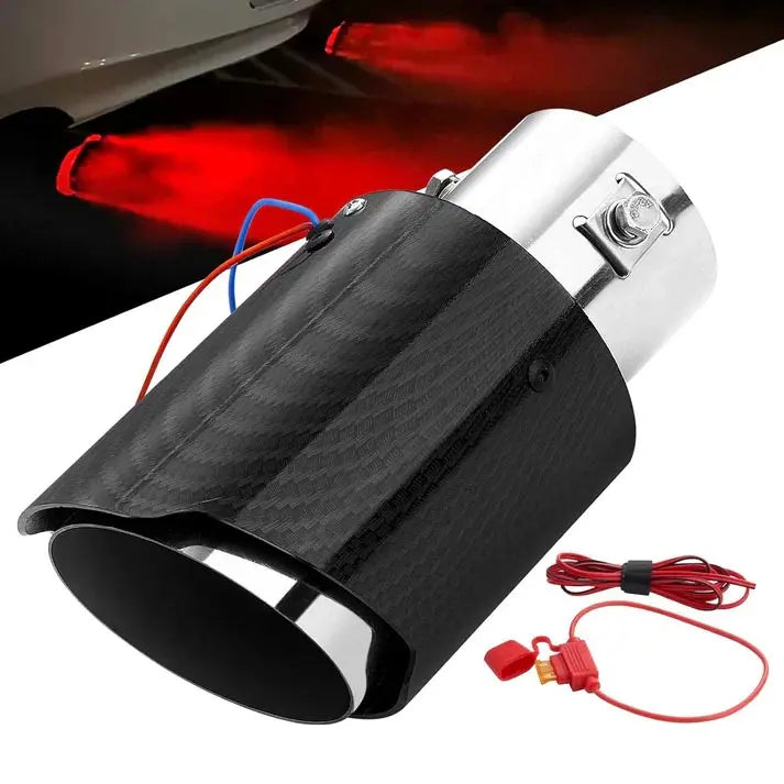 LED Car Exhaust Tip - Carbon Fiber Flame Design