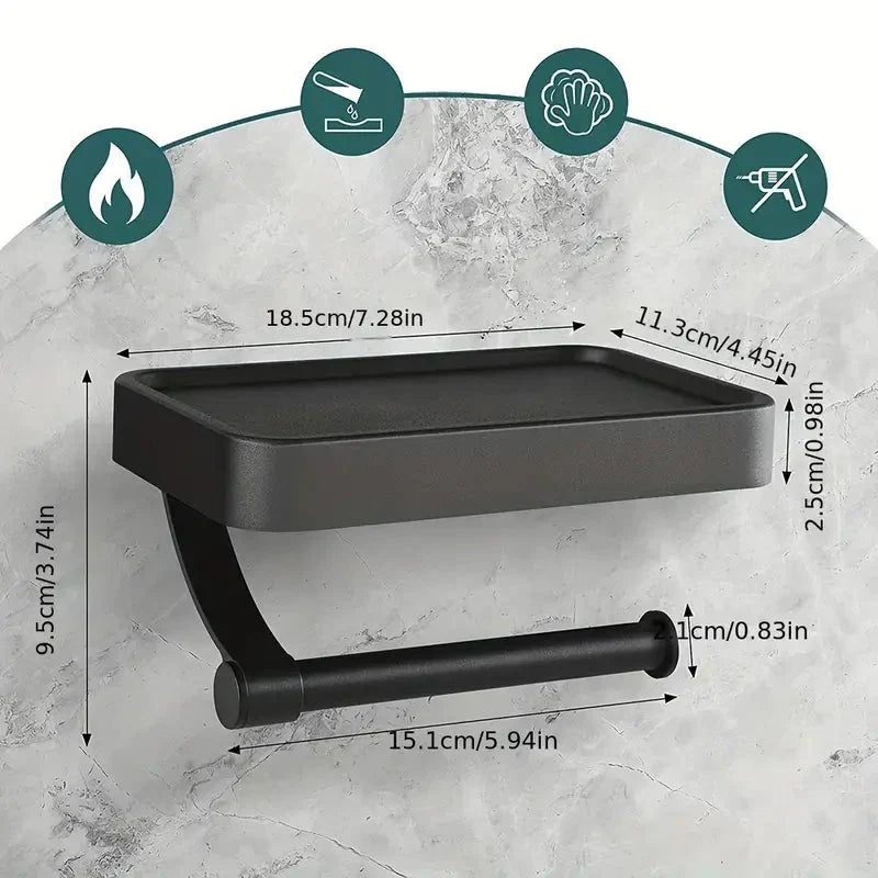 Space Saving Toilet Paper Holder with Storage Shelf