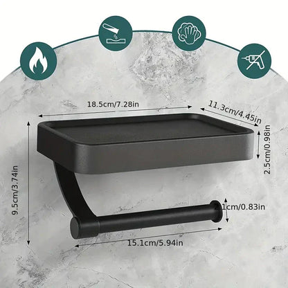 Space Saving Toilet Paper Holder with Storage Shelf