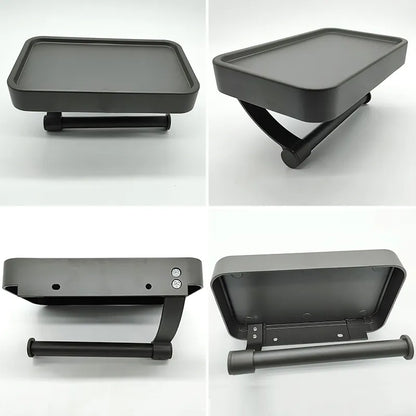 Space Saving Toilet Paper Holder with Storage Shelf