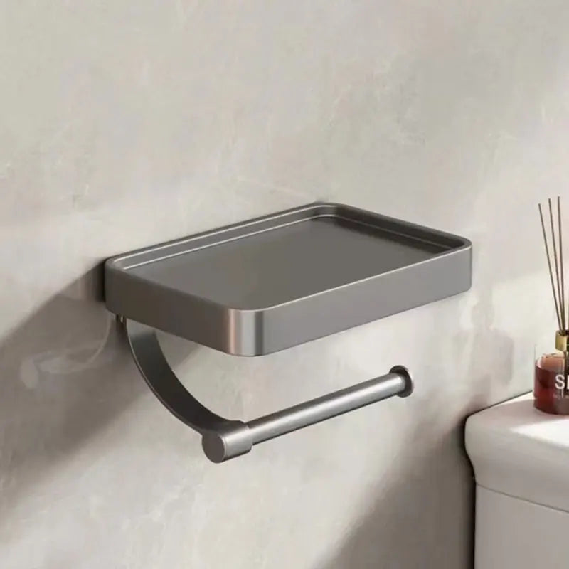 Space Saving Toilet Paper Holder with Storage Shelf
