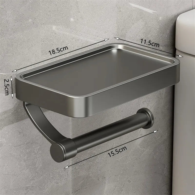 Space Saving Toilet Paper Holder with Storage Shelf