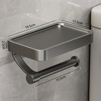 Space Saving Toilet Paper Holder with Storage Shelf