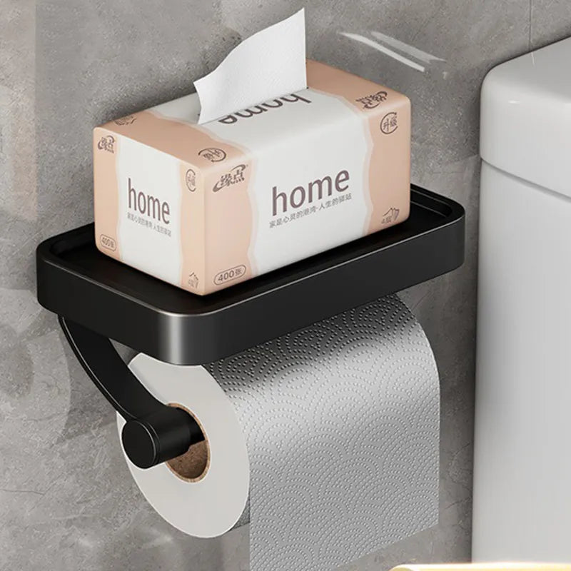 Space Saving Toilet Paper Holder with Storage Shelf