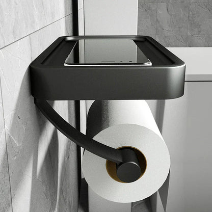 Space Saving Toilet Paper Holder with Storage Shelf