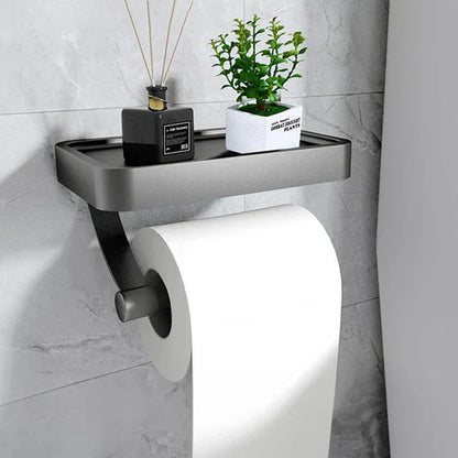 Space Saving Toilet Paper Holder with Storage Shelf