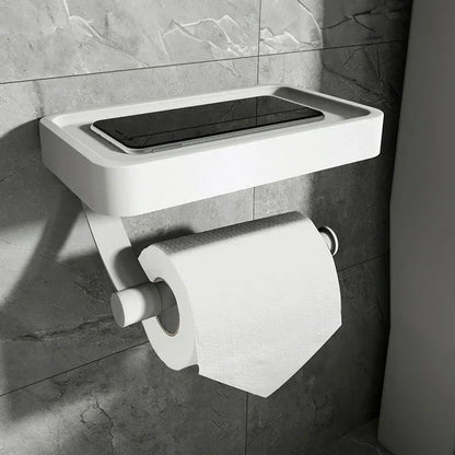 Space Saving Toilet Paper Holder with Storage Shelf
