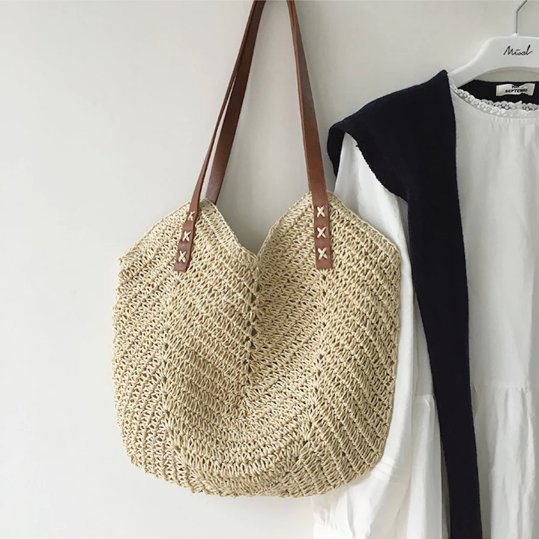 Chic Woven Tote Bag for Ladies