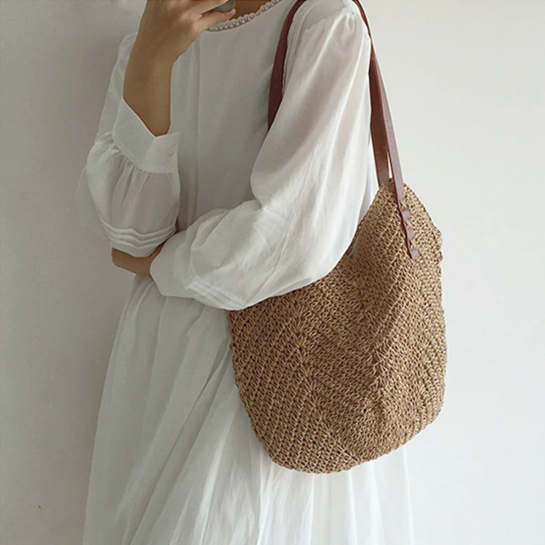 Chic Woven Tote Bag for Ladies