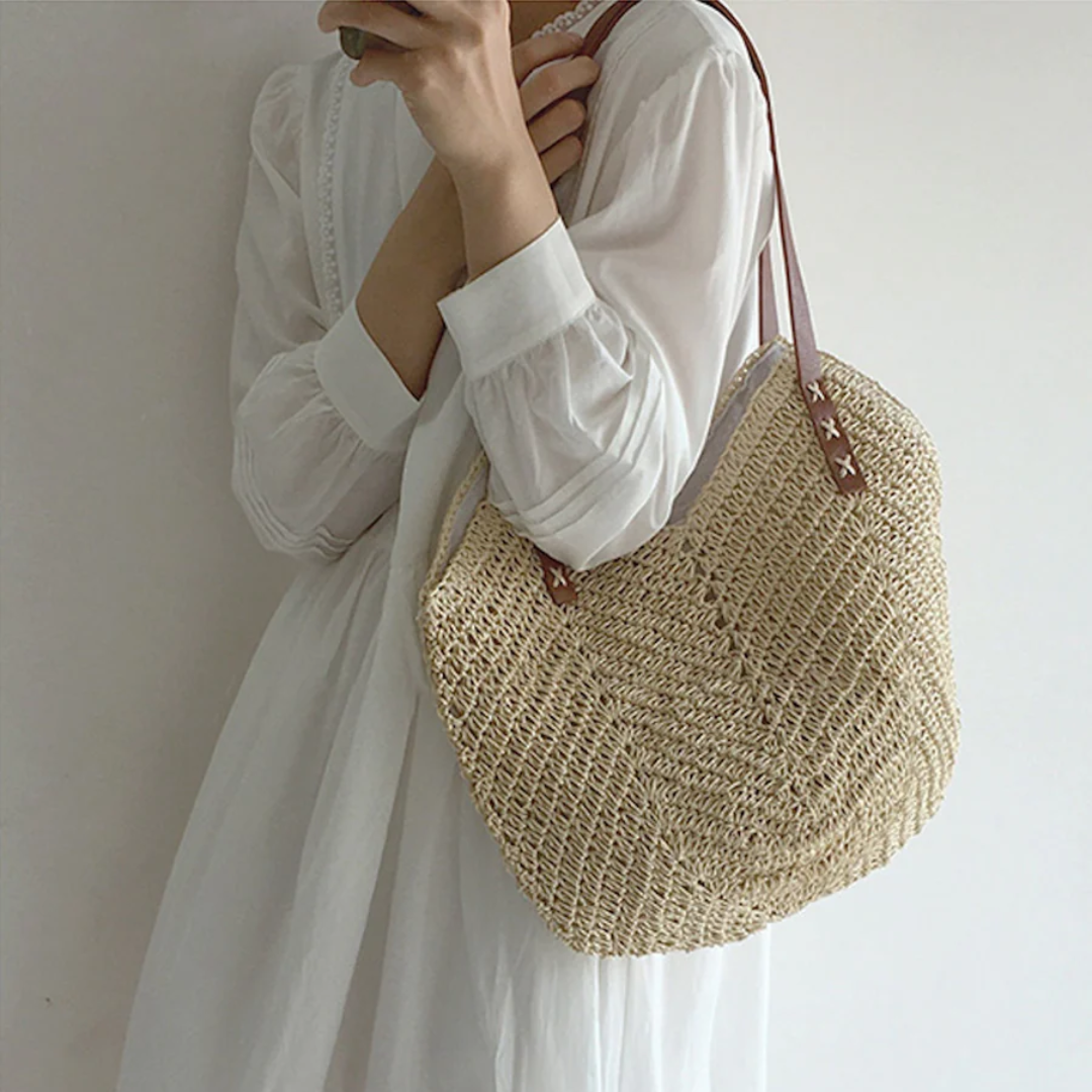 Chic Woven Tote Bag for Ladies