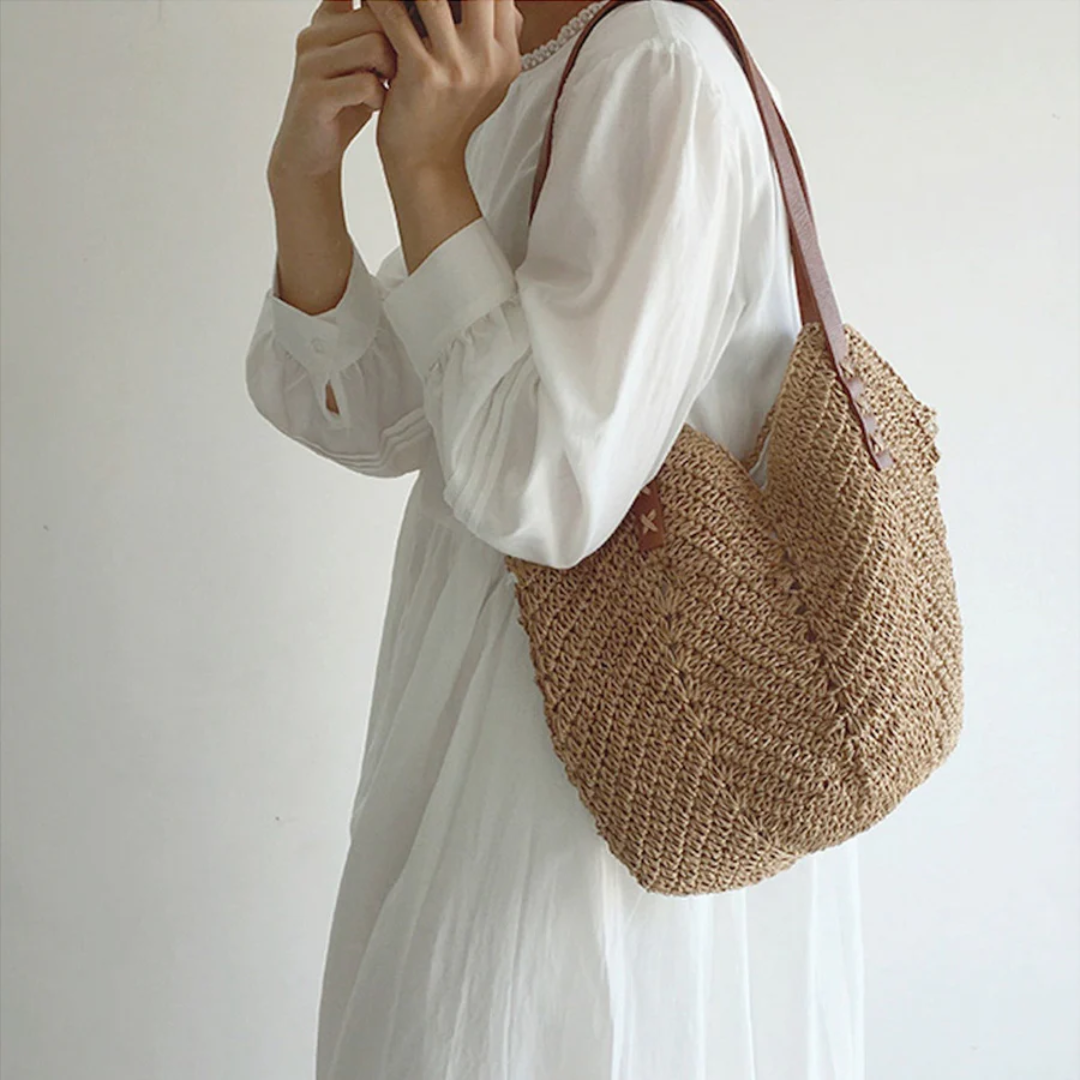 Chic Woven Tote Bag for Ladies