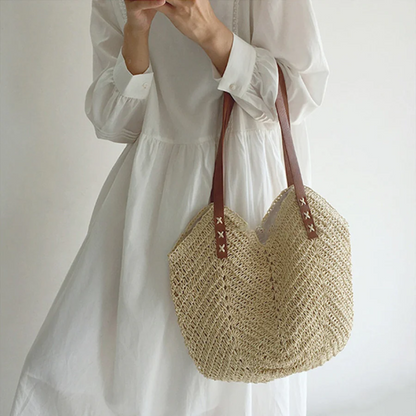 Chic Woven Tote Bag for Ladies - Fesara