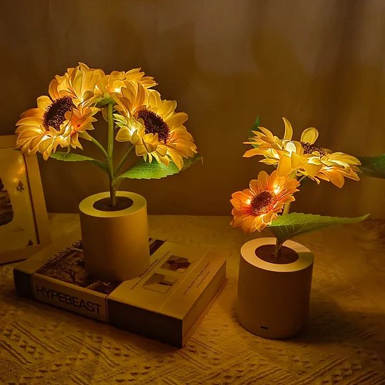 Bright Floral LED Table Lamp Warm Glow Lighting