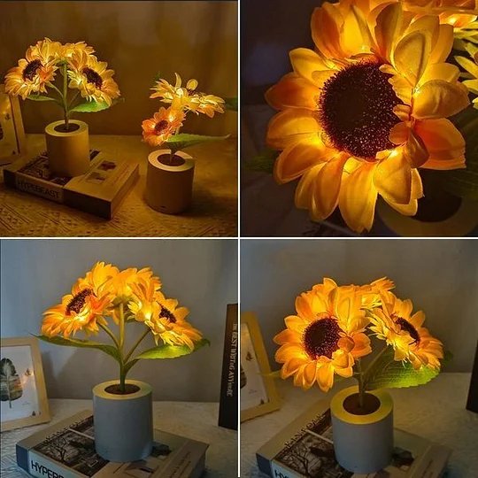 Bright Floral LED Table Lamp Warm Glow Lighting
