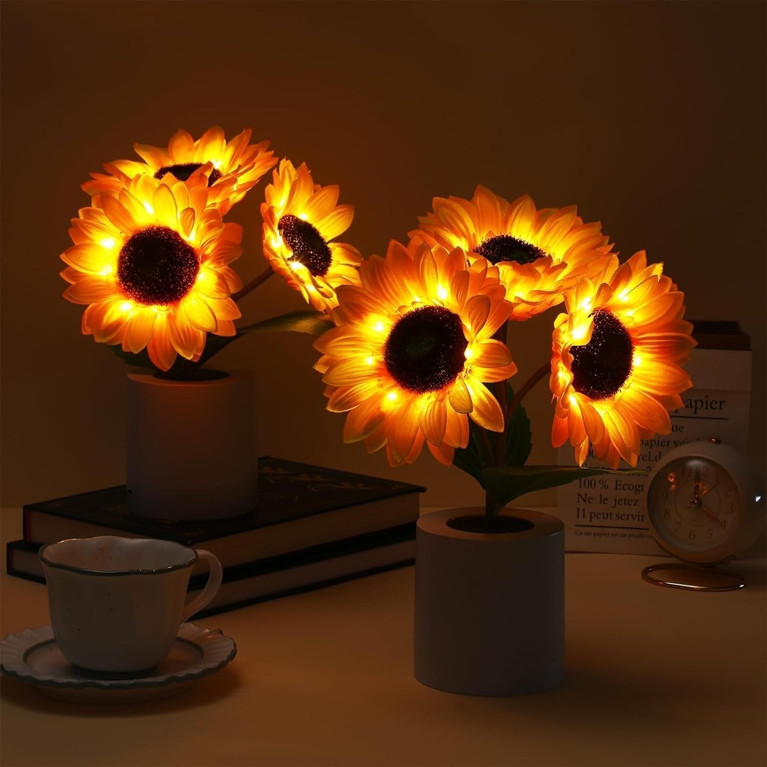 Bright Floral LED Table Lamp Warm Glow Lighting - Fesara