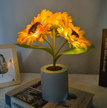 Bright Floral LED Table Lamp Warm Glow Lighting