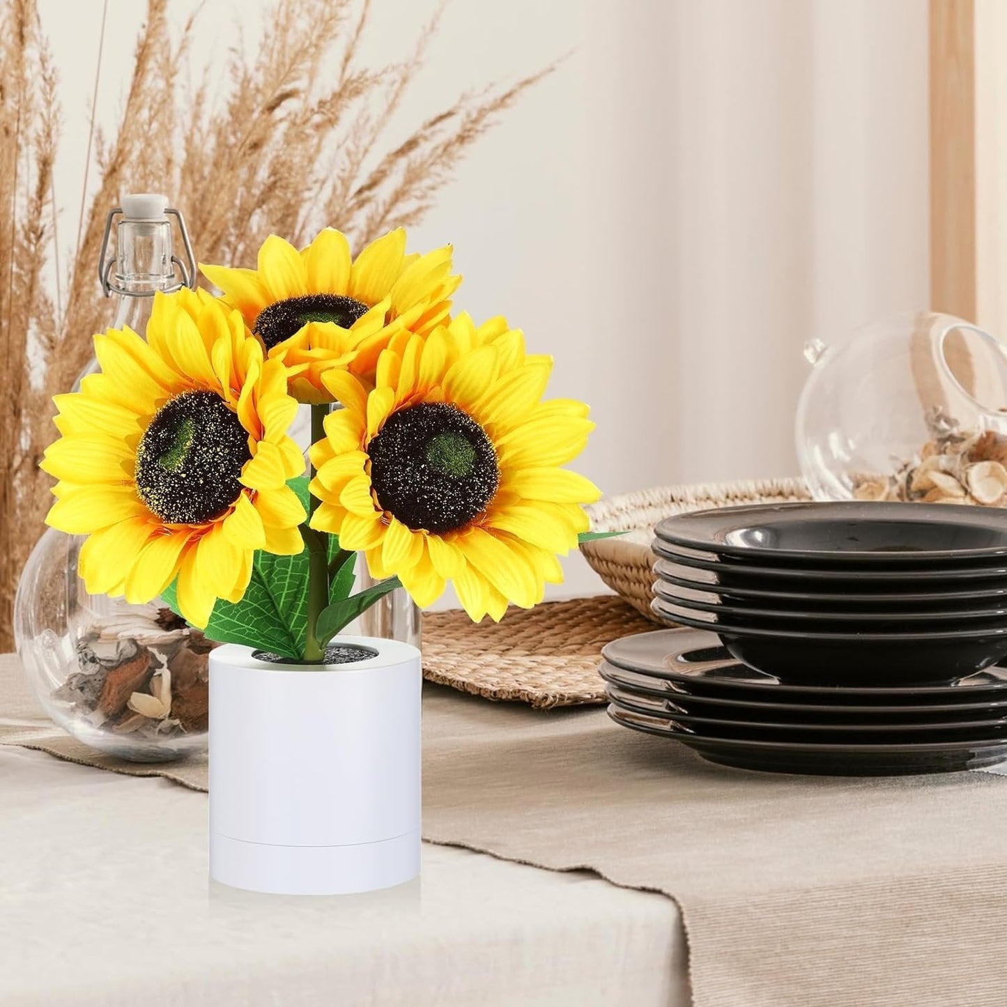 Bright Floral LED Table Lamp Warm Glow Lighting
