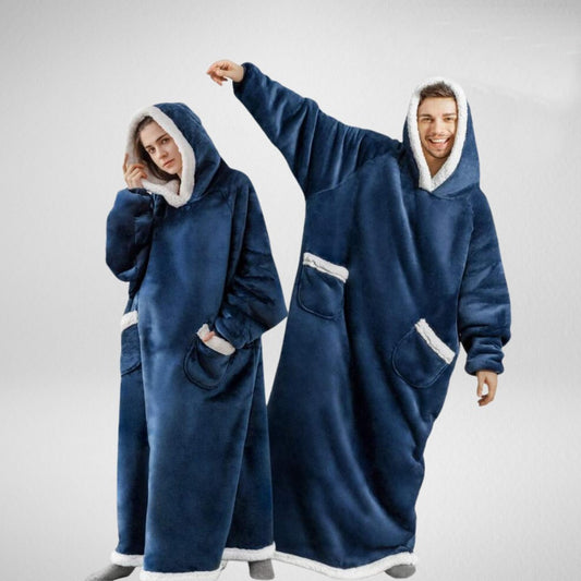 Plush Fleece Lined Oversized Hoodie Blanket - Fesara