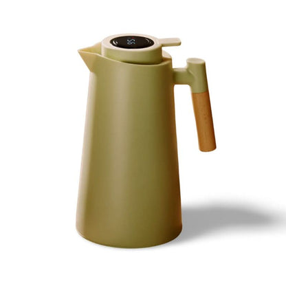 Thermal Insulated Jug with Wood Grip & Temperature Display - Fesara