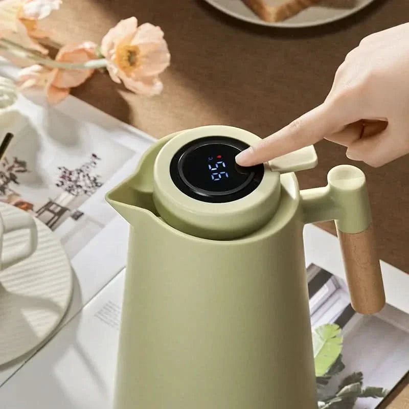 Thermal Insulated Jug with Wood Grip & Temperature Display