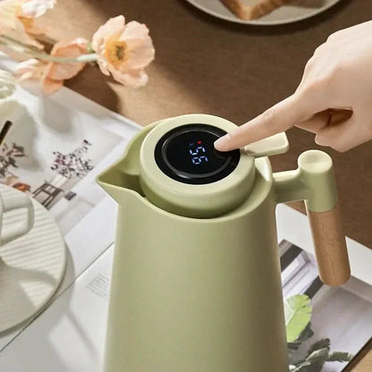 Thermal Insulated Jug with Wood Grip & Temperature Display