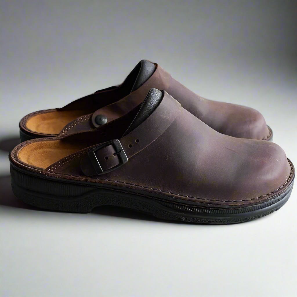 Variant image for Classic Leather Clogs for Women with Adjustable Buckle – Comfortable Closed Toe Footwear-1