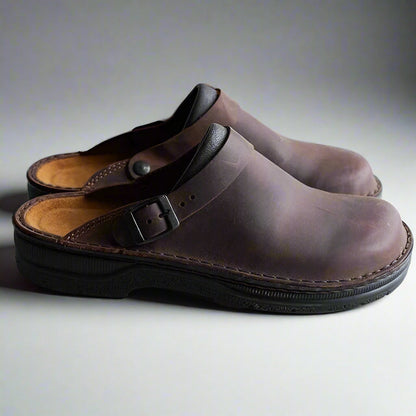Variant image for Classic Leather Clogs for Women with Adjustable Buckle – Comfortable Closed Toe Footwear-1
