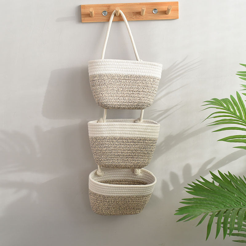 Natural Fiber 3-Tier Storage Basket