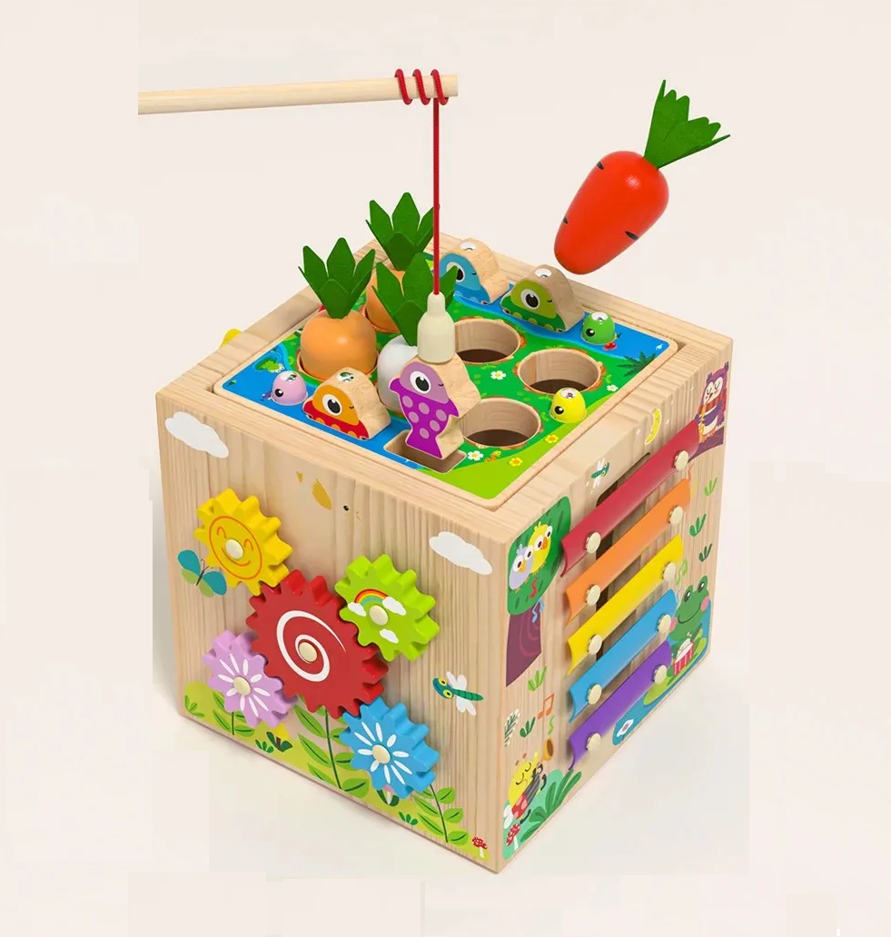 Classic Wooden Play Cube for Kids Learning Toy - Fesara