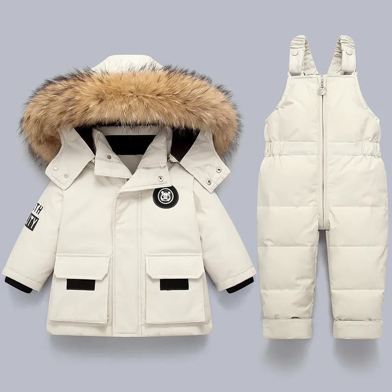 Warm Kids Snow Jacket with Furry Hood